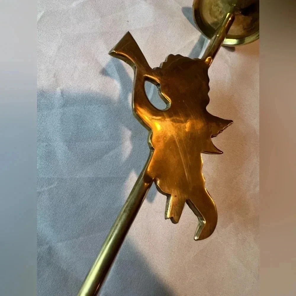VINTAGE: Cherub brass candlestick holder